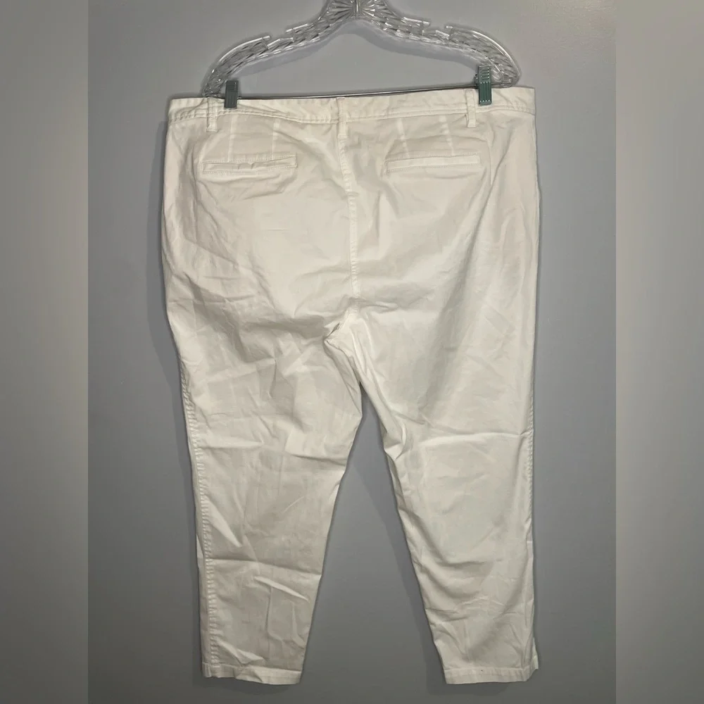 Talbots Women’s White Pants 16WP Girlfriend Chino Ankle Straight Leg Petite EUC